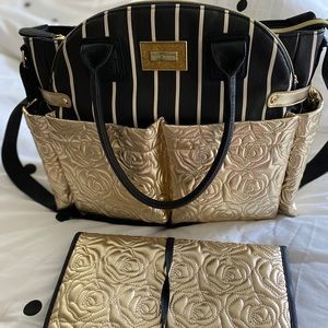 Betsey Johnson Floral Metallic Gold diaper bag